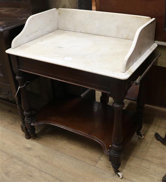 A Victorian mahogany white marble topped washstand W.76cm